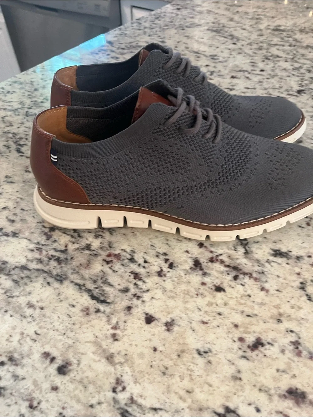 NAUTICA Men’s Black Shoes 9 Knit Brown Leather Casual Dress